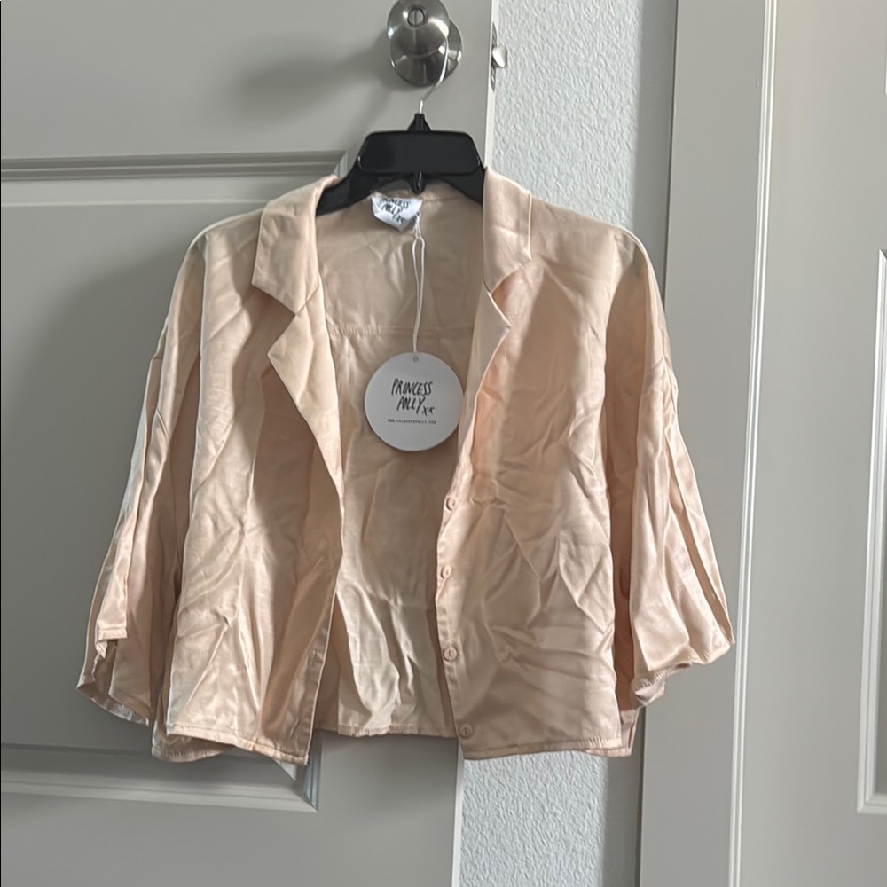 Princess Polly Cream Blazer Sophisticated Suit Jacket